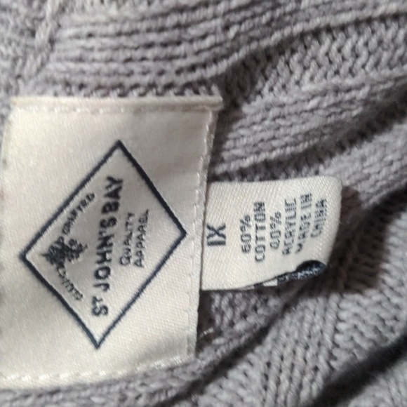 ST. JOHN'S BAY Gray Ribbed Zipper Sweater Cardigan with Collar Plus Size… - Picture 7 of 7